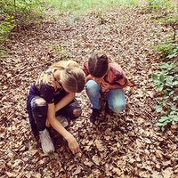 Kinder entdecken das Leben im Waldboden